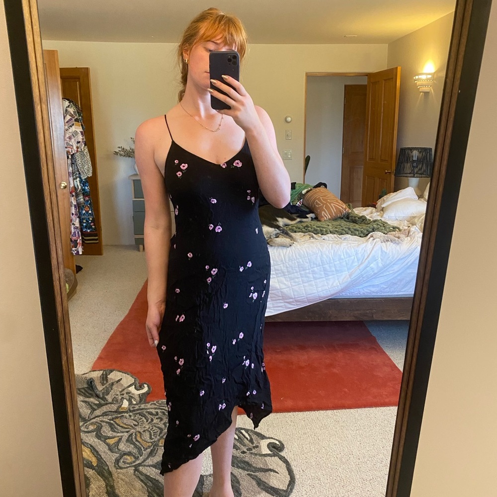 Equipment black floral dress